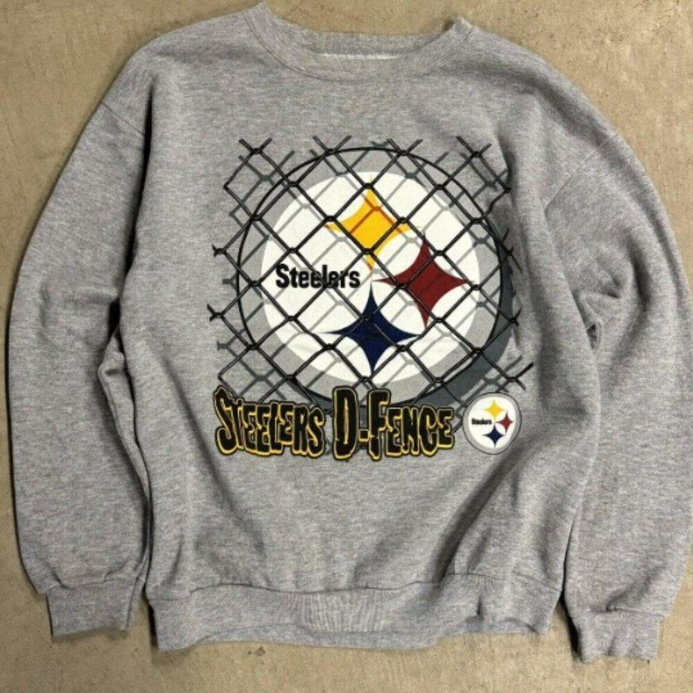 Pittsburgh Steelers D Fence Crewneck Sweatshirt Retro Gray K7900